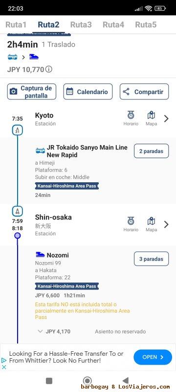 Pantallazo, Japón en Tren: Compañías, Líneas, Trayectos