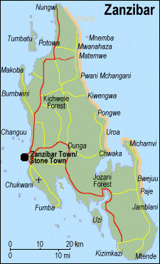 Mapa de Zanzibar, Excursiones en Zanzíbar