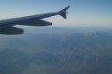 Mongolia viewed from the airplane  Sunrise on the mountains 