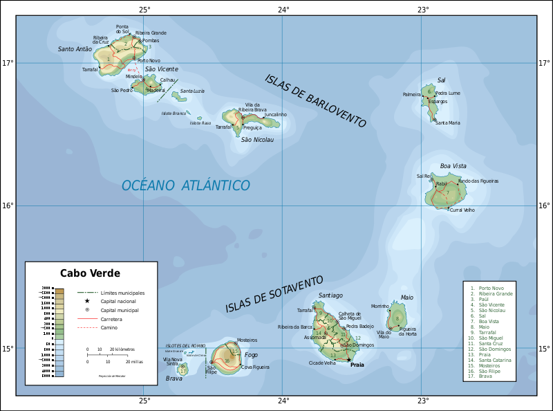 Mapa de Cabo Verde, Viajar a Cabo Verde