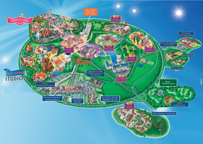 Mapa Disneyland - Todo el Complejo, Disneyland París: consejos, que hacer, horarios, tiempo