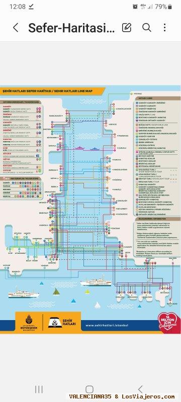 Mapa Ferrys públicos, Crucero por el Bósforo-Estambul